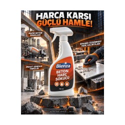 Blenza Beton Harç Sokucu | Kurumuş Beton ve Harç Kalıntısı Çözücü | Güçlü Endüstriyel Temizleyici - Renkli