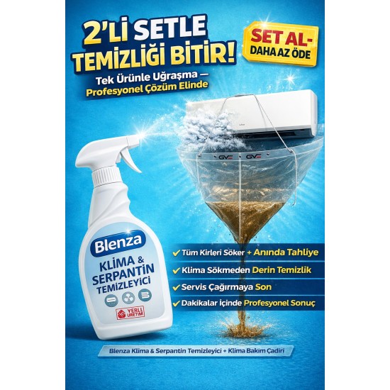 Klima Temizleme Seti 2’li – Güçlü Serpantin Temizleyici + Klima Bakım Çadırı - Renkli